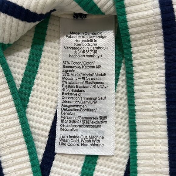 J. Crew Ribbed Turtleneck Top Striped Sailor Gold Buttons Size Medium - Picture 8 of 8